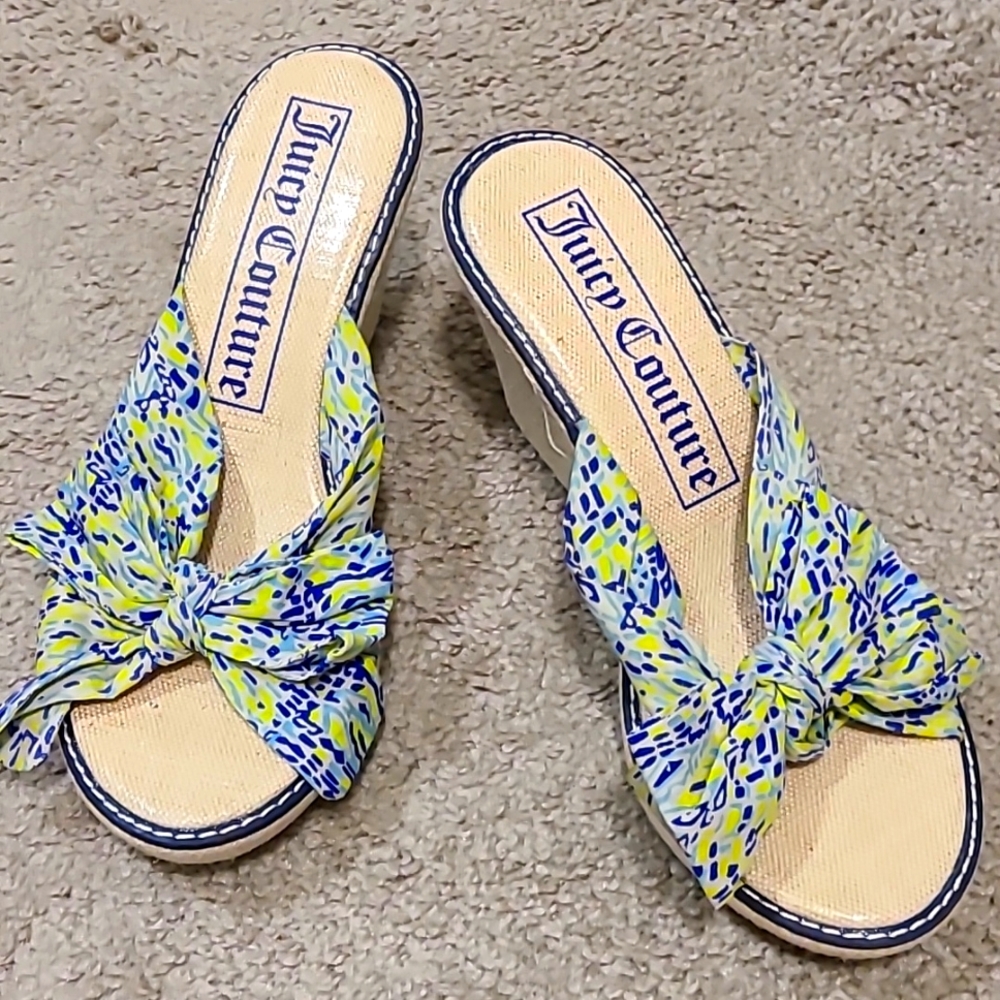 Juicy Couture Yellow and Blue Wedges